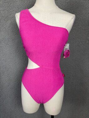 Michael Kors One-Shoulder Cutout Pink Swimsuit Women's Size 6 New With Tags